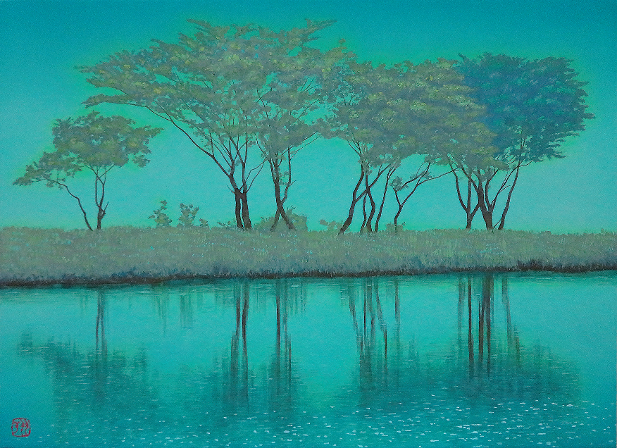 「翠緑」F4・日本画