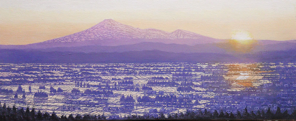 600×250鳥海山仙北平野夕景